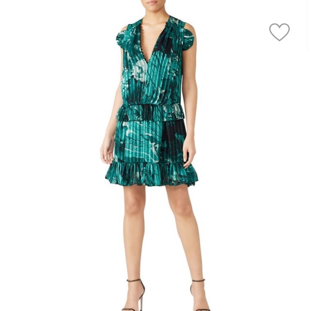 VICTORIA BECKHAM Mixed Ruffle Dress Green Landscape